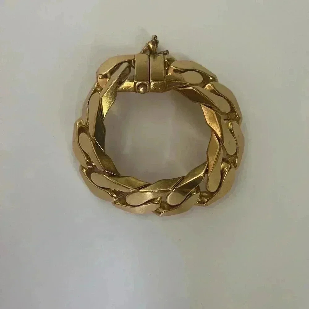 Celine | Chunky Cuban Link ID Gold Bracelet - Gold / Sz M - Picture 6 of 12